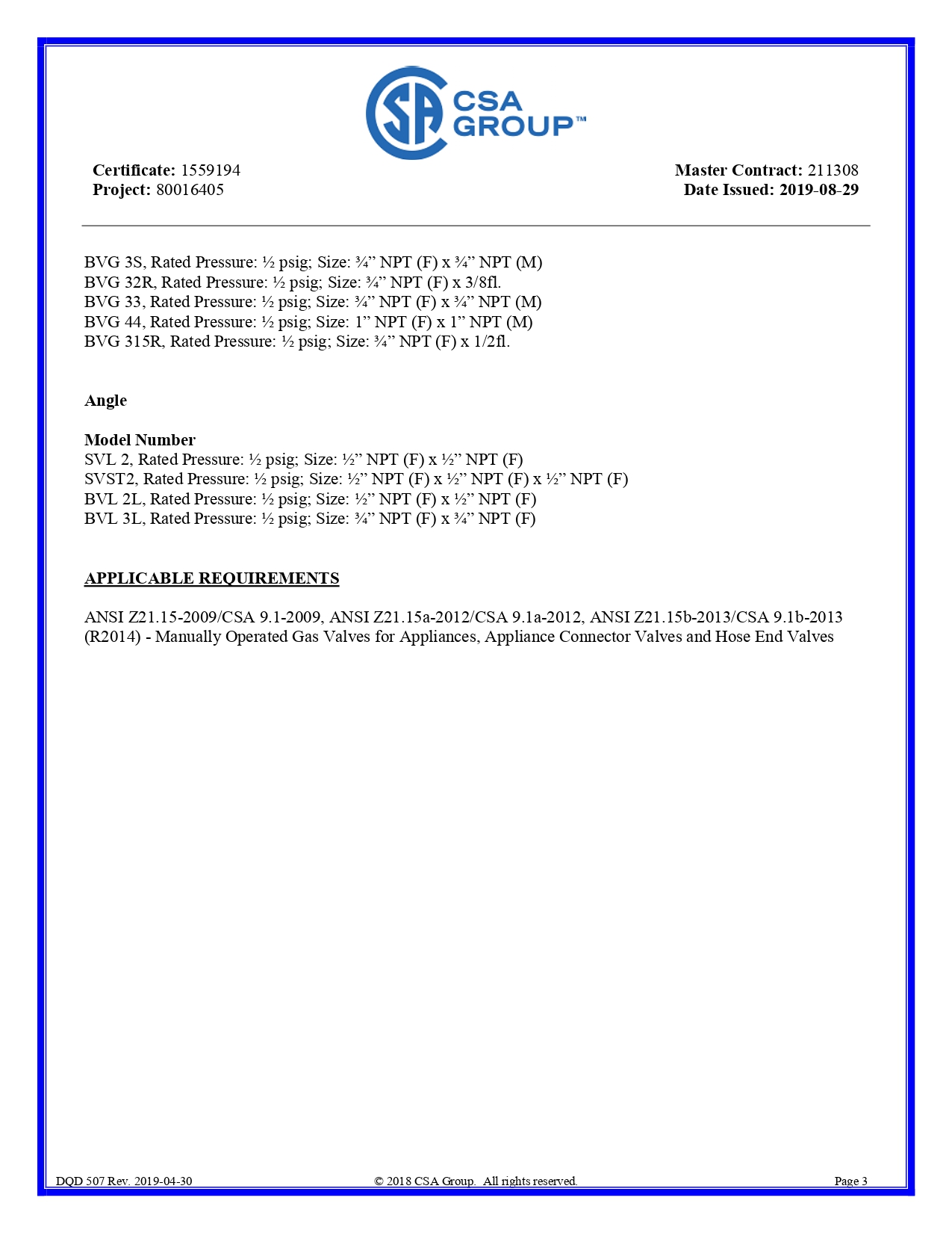 CSA-GAS VALVE - 3