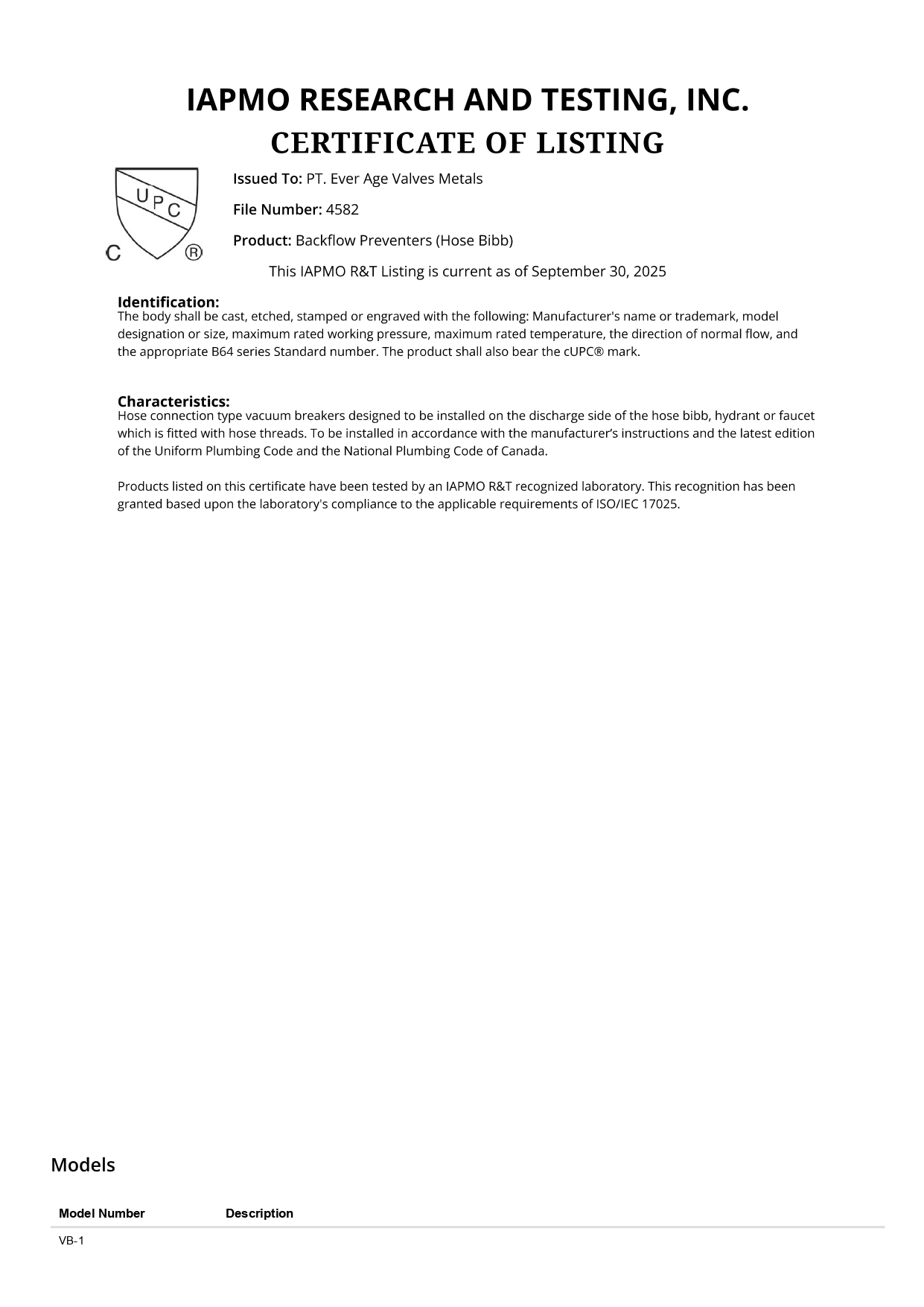 IAPMO 4582 - 2