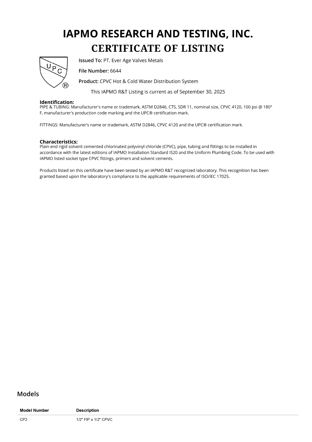 IAPMO 6644 - 2