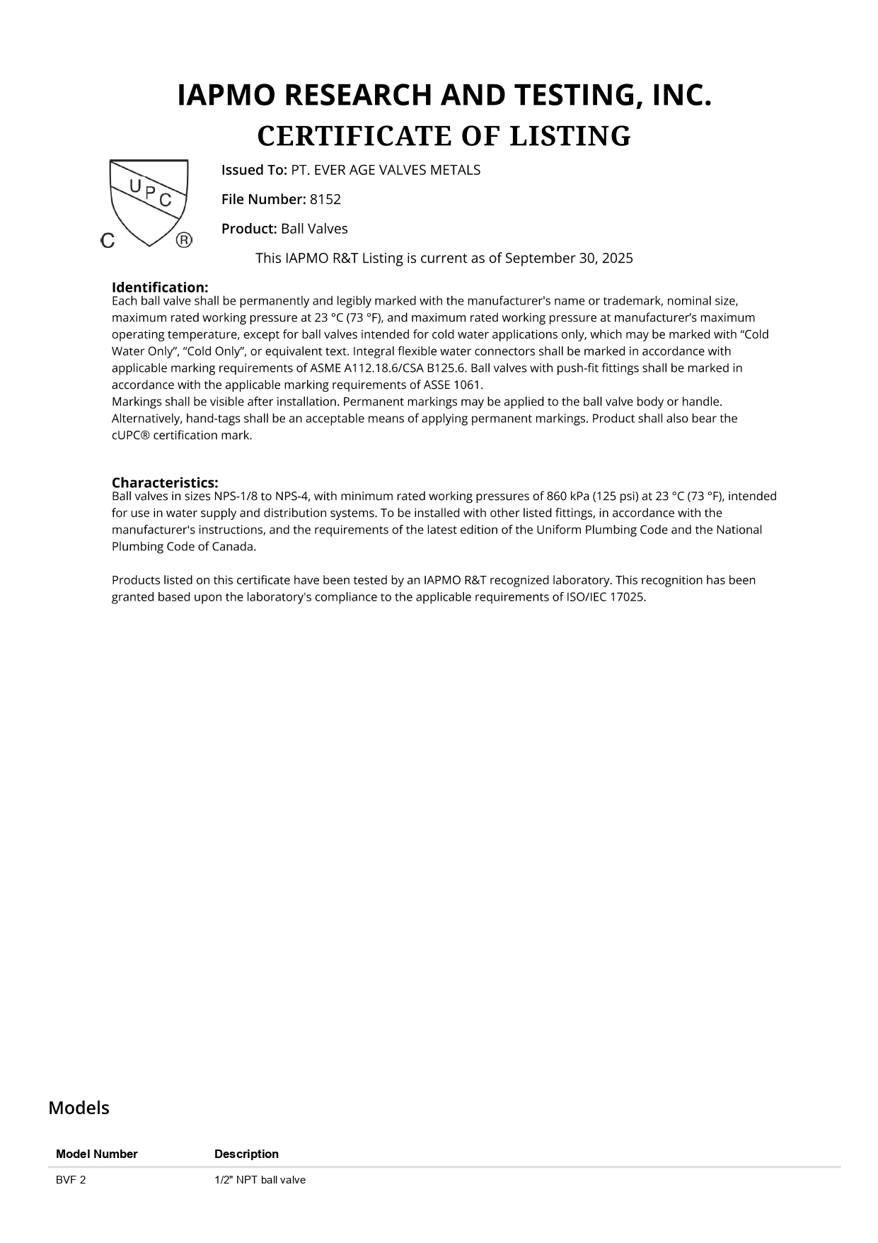 IAPMO 8152 - 2